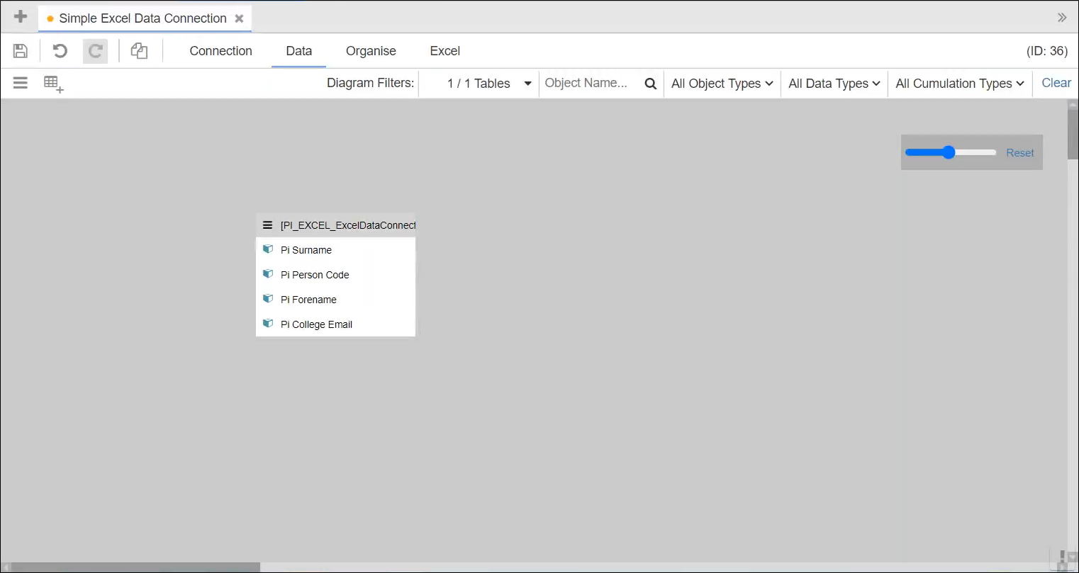 Data connection with table