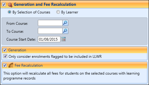 Generation and Fee Recalculation section