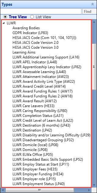 LLWR reference data