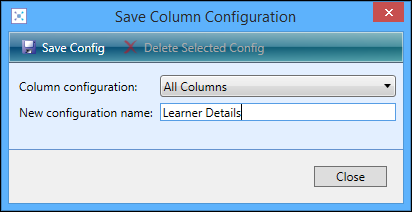 Save Column Configuration window