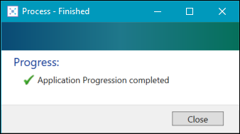 Application Progression Completed