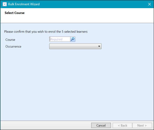 Bulk Enrolment Wizard - Select Course