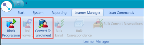 Block Progression and Convert To Enrolment Buttons