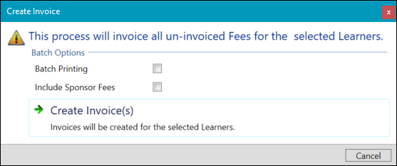 Create Invoice Window