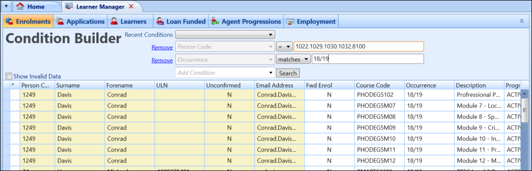 Enrolment records