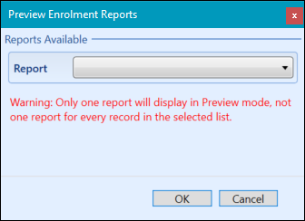 Preview Enrolment Reports Window