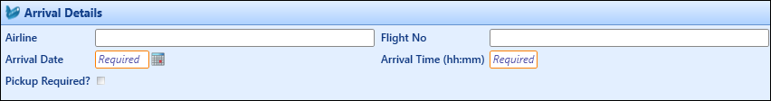 Arrival Details section