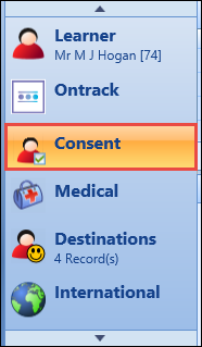 Consent tab