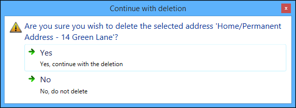 Delete address message