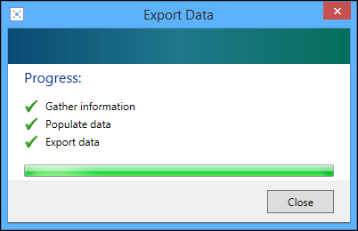 Export Data window - complete