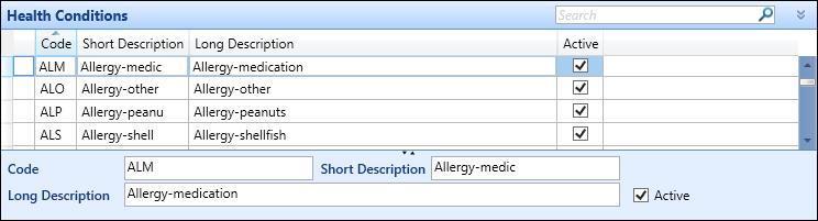 Health Conditions reference data