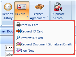 ID Card button options