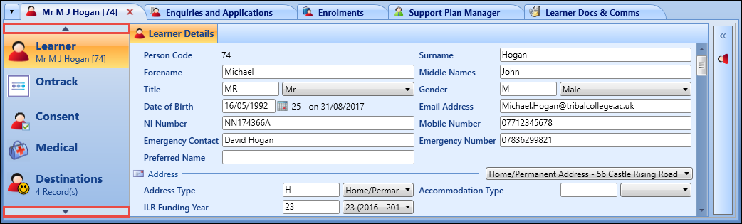 Learner pane - navigation arrows