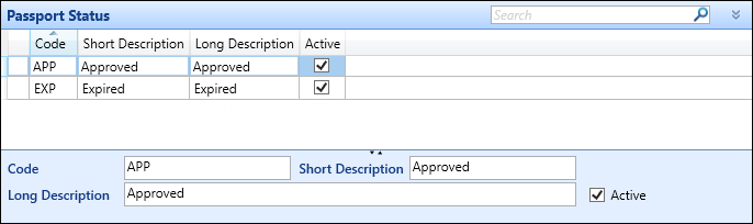 Passport Status reference data