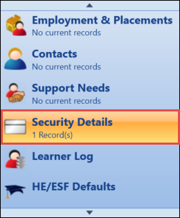 Security Details tab