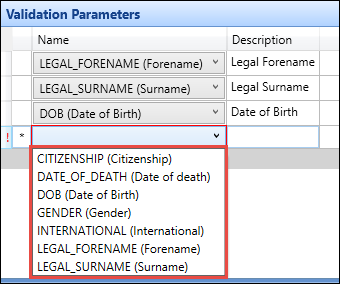 Validation parameters