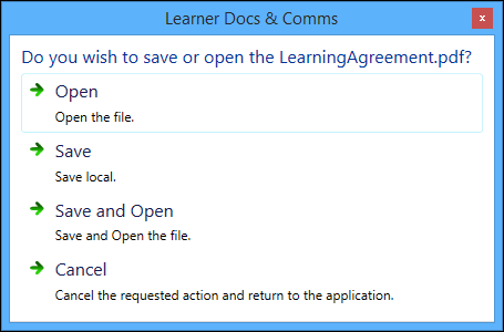 Learner Docs & Comms window