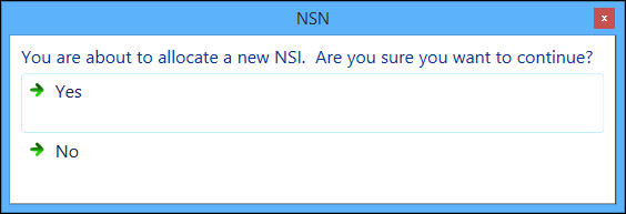 New NSI confirmation message