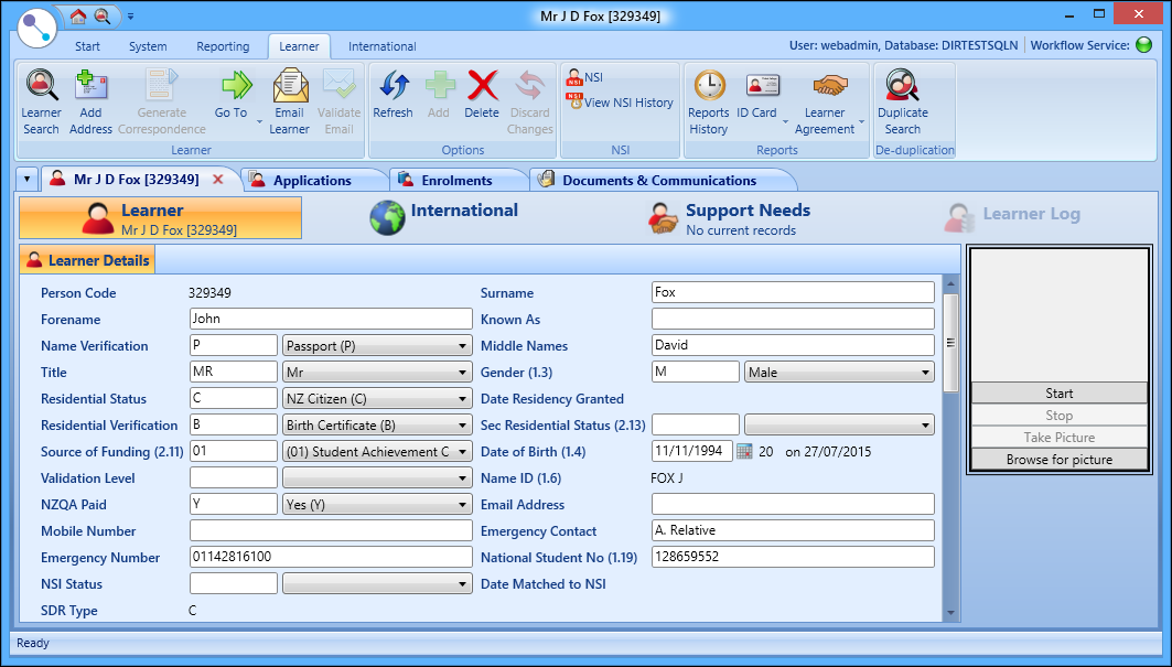 NSI-related fields in the Learner module