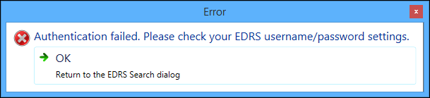 EDRS institution settings error message