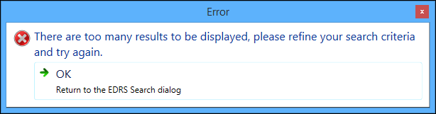 EDRS search results error message