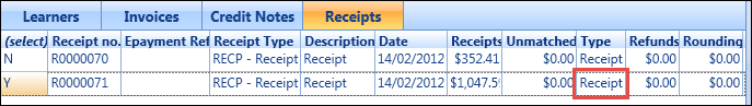 Invoice receipt