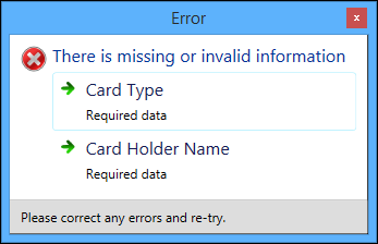 Payer details error message