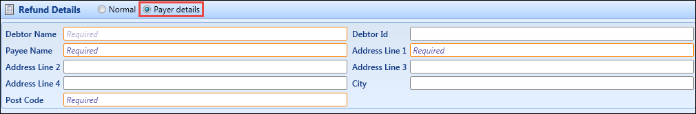 Payer Details pane