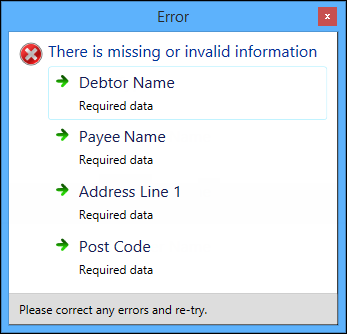 Refund receipt error message