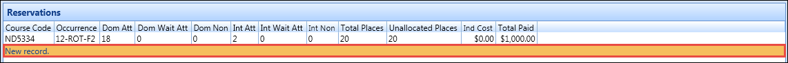 Reservations grid