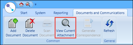 View Current Attachment button