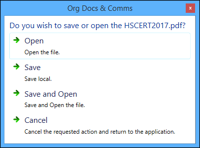 Org Docs & Comms window