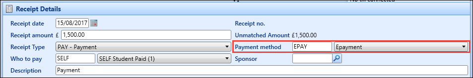 Payment Method field - ePayment