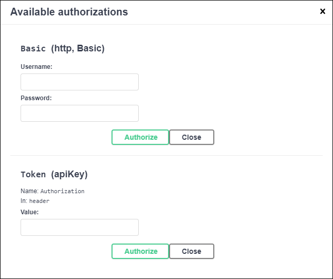 Available Authorizations window