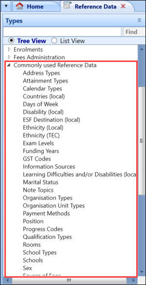 Commonly used Reference Data group