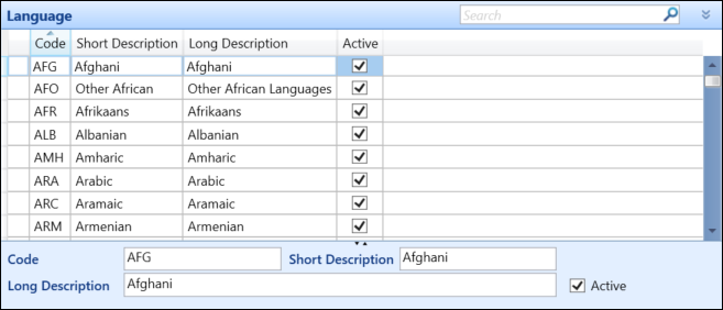 Language reference data