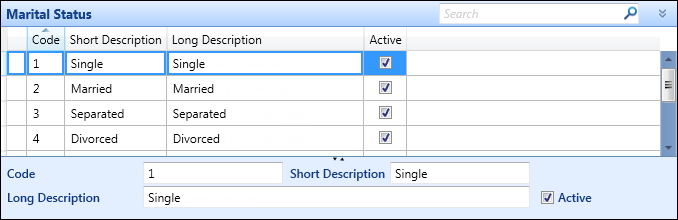 Marital Status reference data