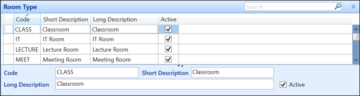 Room Type reference data