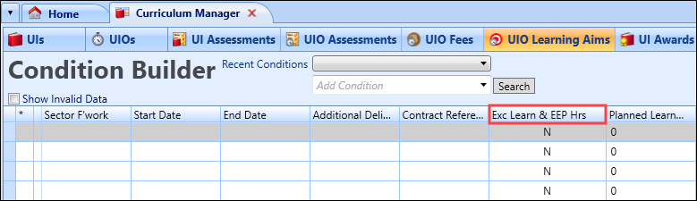 UIO Learning Aims tab