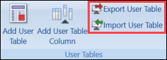 Import User Table and Export User Table buttons