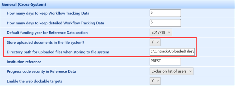 New file system institution settings