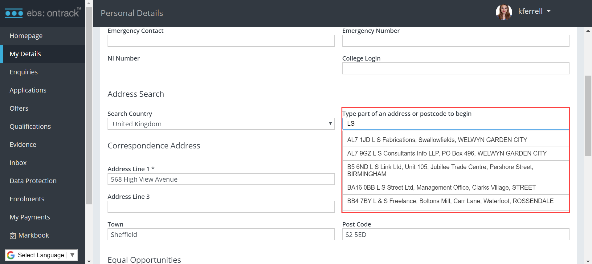 Address auto suggestions