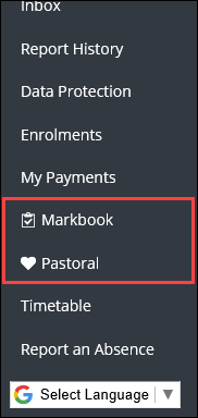 Markbook and Pastoral buttons