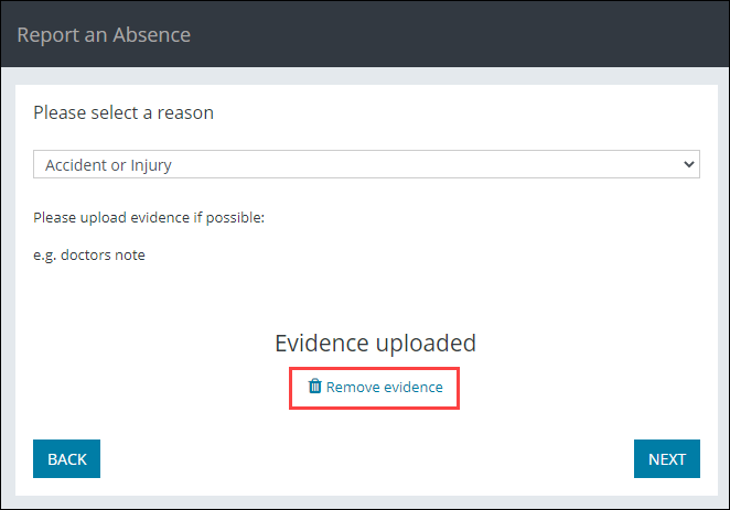 Remove evidence button