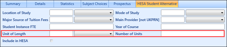 HESA Student Alternative screen