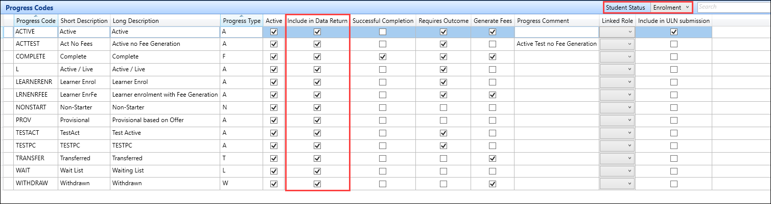 Include in Data Return field