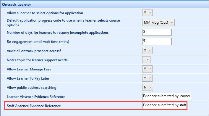 Ontrack Learner screen