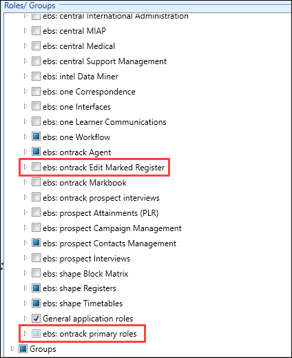 ebs: ontrack Edit Marked Register and ebs: ontrack primary roles groups