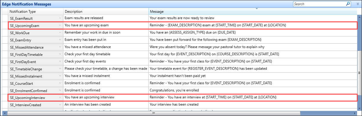 Updated Edge Notification Messages reference data