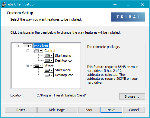 Installer custom setup